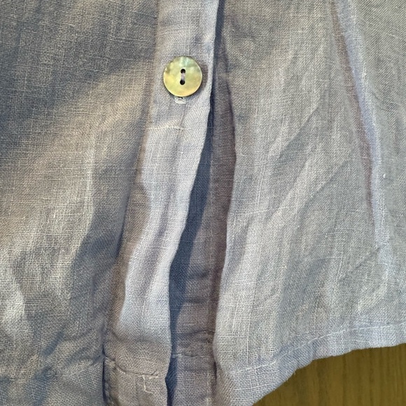 Vintage 90's Clio Linen Boxy Cropped Button Down Top / Medium / Lavendar - Picture 6 of 11
